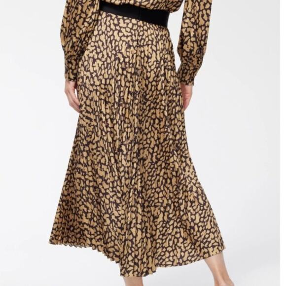 Chico's Black Label Animal Print Pleated Skirt Animal Print S - Picture 1 of 4